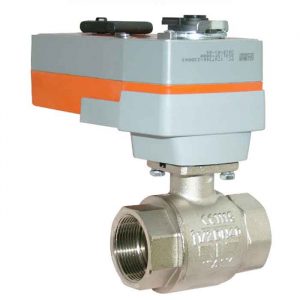 JV241002 Electrically Actuated Spring Return Brass Nickel Plated Ball Valve