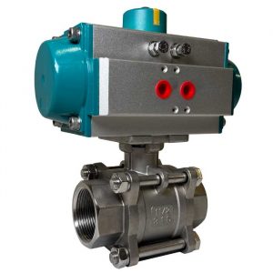 JV240020 Pneumatically Actuated Three Piece Stainless Steel Ball Valve