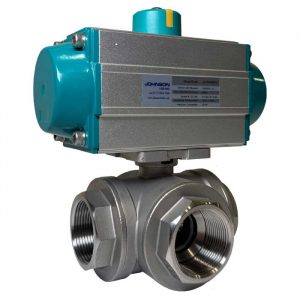 JV240022-JV240023 Pneumatically Actuated 3-Way Stainless Steel Ball Valve