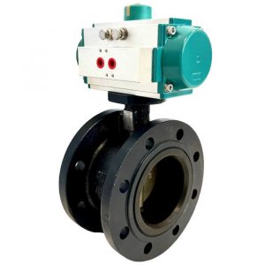 JV240028 Pneumatically Actuated Double Flanged Butterfly Valve - NBR Lined